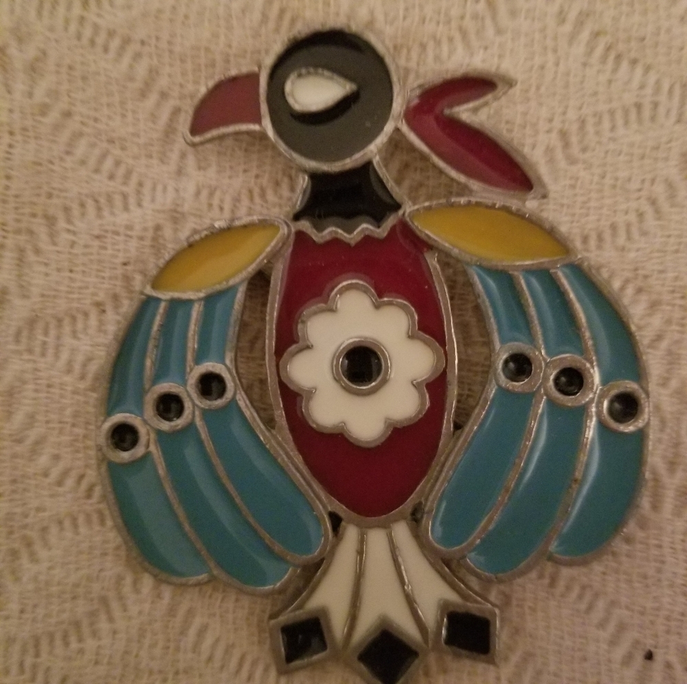 Vintage Enameled Thunderbird Broach/Necklace